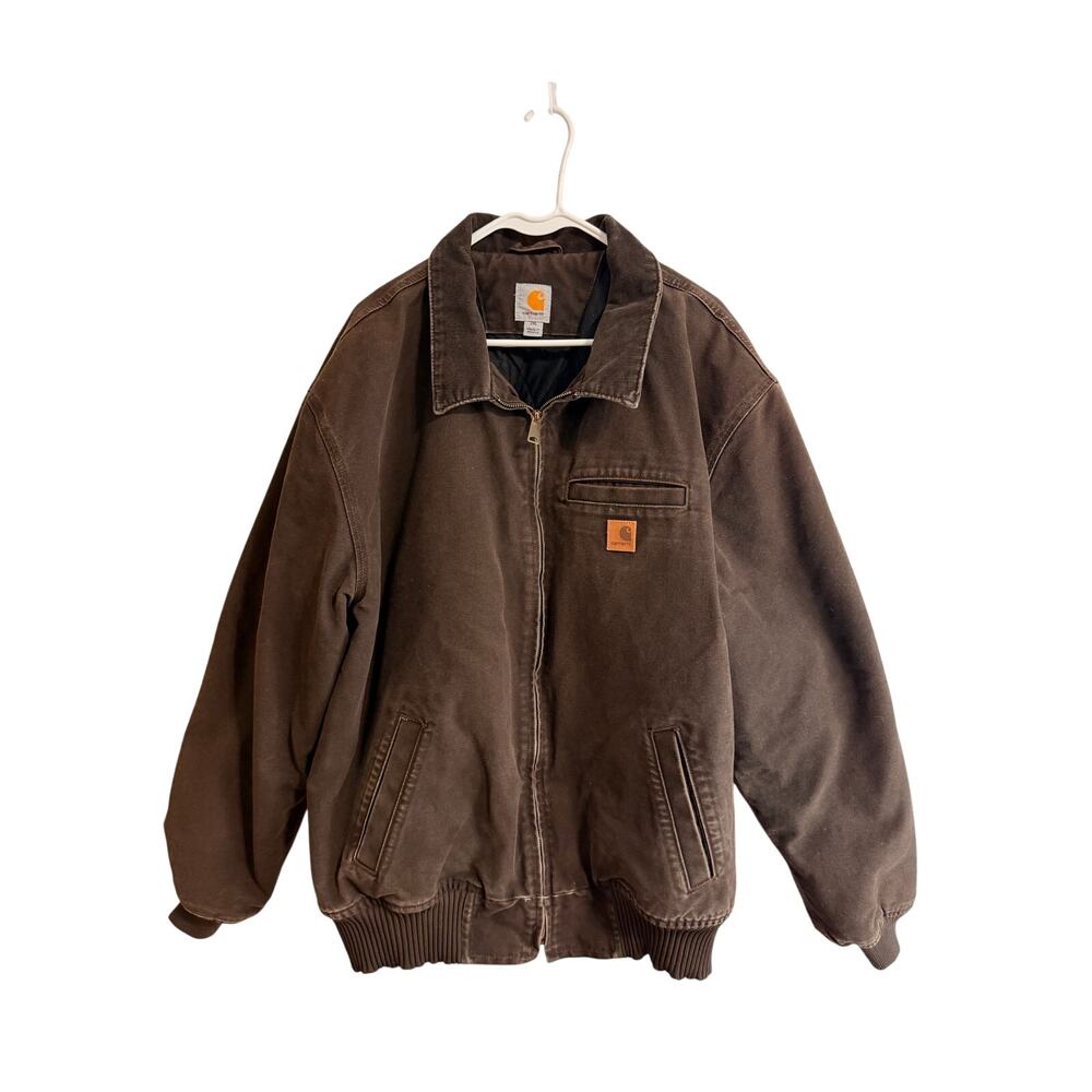 Carhartt Bankston Jacket Sz 2XL Chocolate Brown Quilted Canvas Trucker 101228